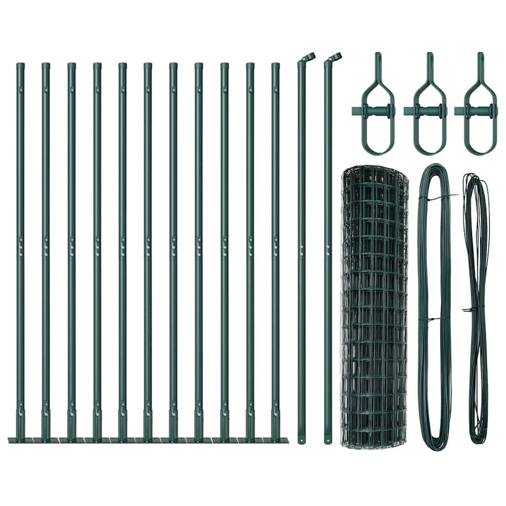 Fence with Post Green 1 x 25 m Steel and PVC
