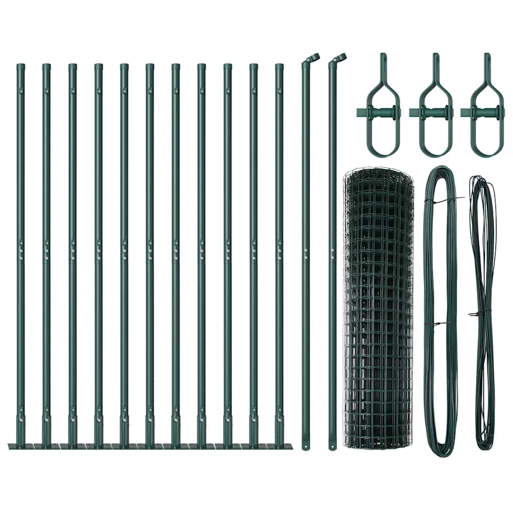 Fence with Post Green 0.8 x 25 m Steel