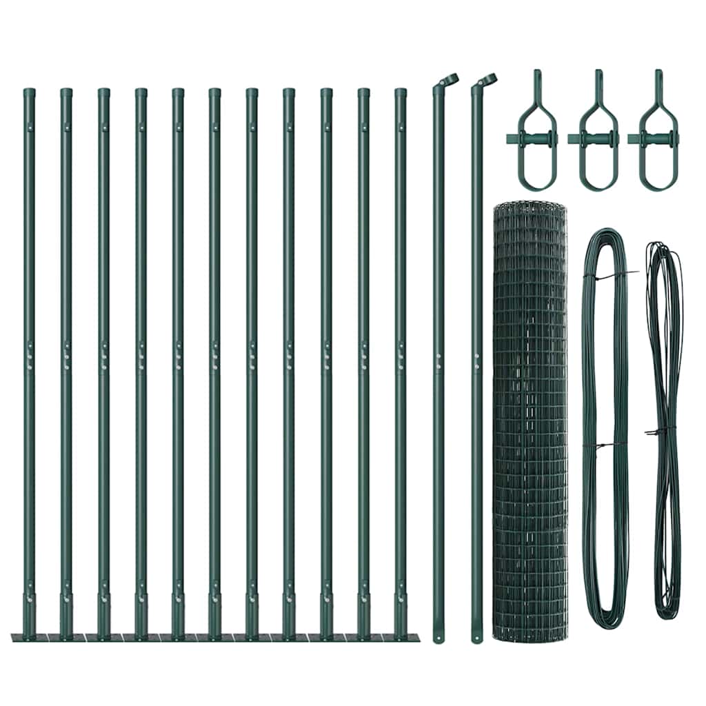 Fence with Post Green 1.2 x 25 m Steel