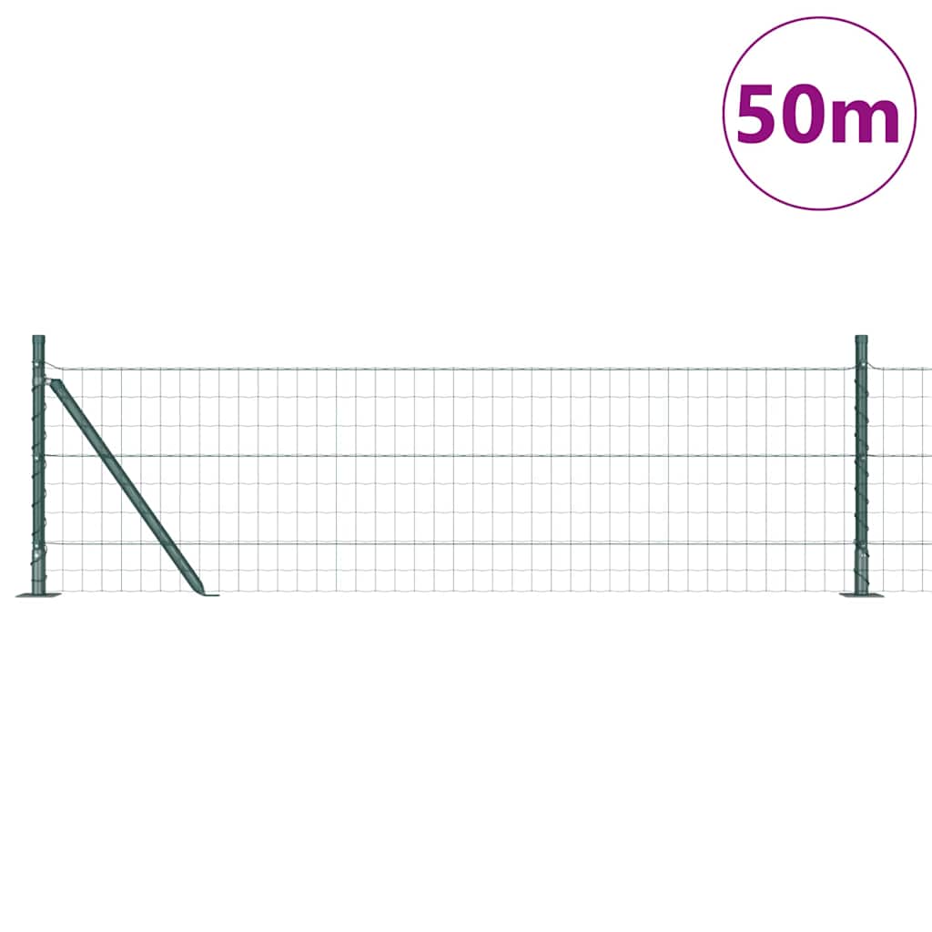 Fence with Post Green 0.4 x 50 m Steel and PVC