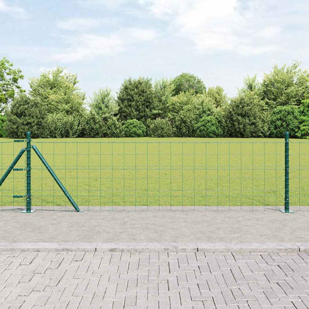 Fence with Post Green 0.6 x 50 m Steel and PVC