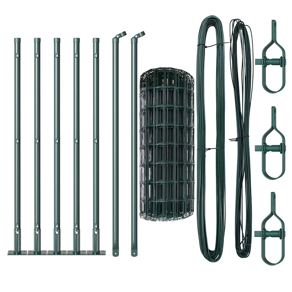 Fence with Post Green 0.4 x 10 m Steel and PVC
