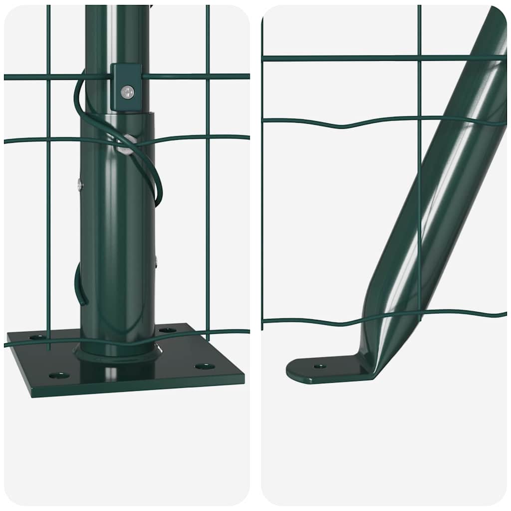 Fence with Post Green 0.4 x 25 m Steel and PVC
