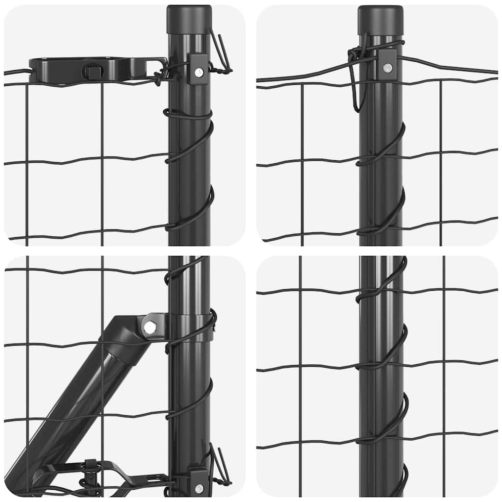 Fence with Post Grey 0.8 x 10 m Steel and PVC