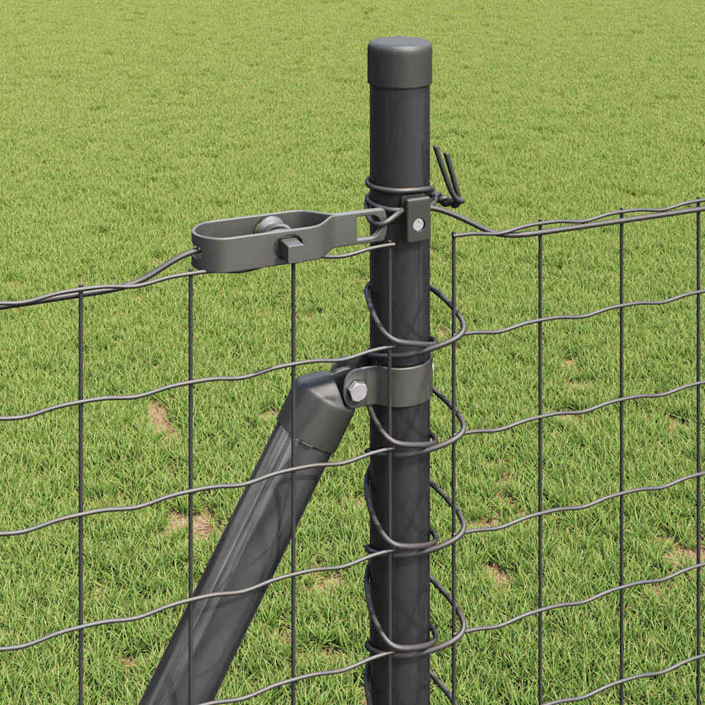 Fence with Post Grey 1 x 10 m Steel and PVC