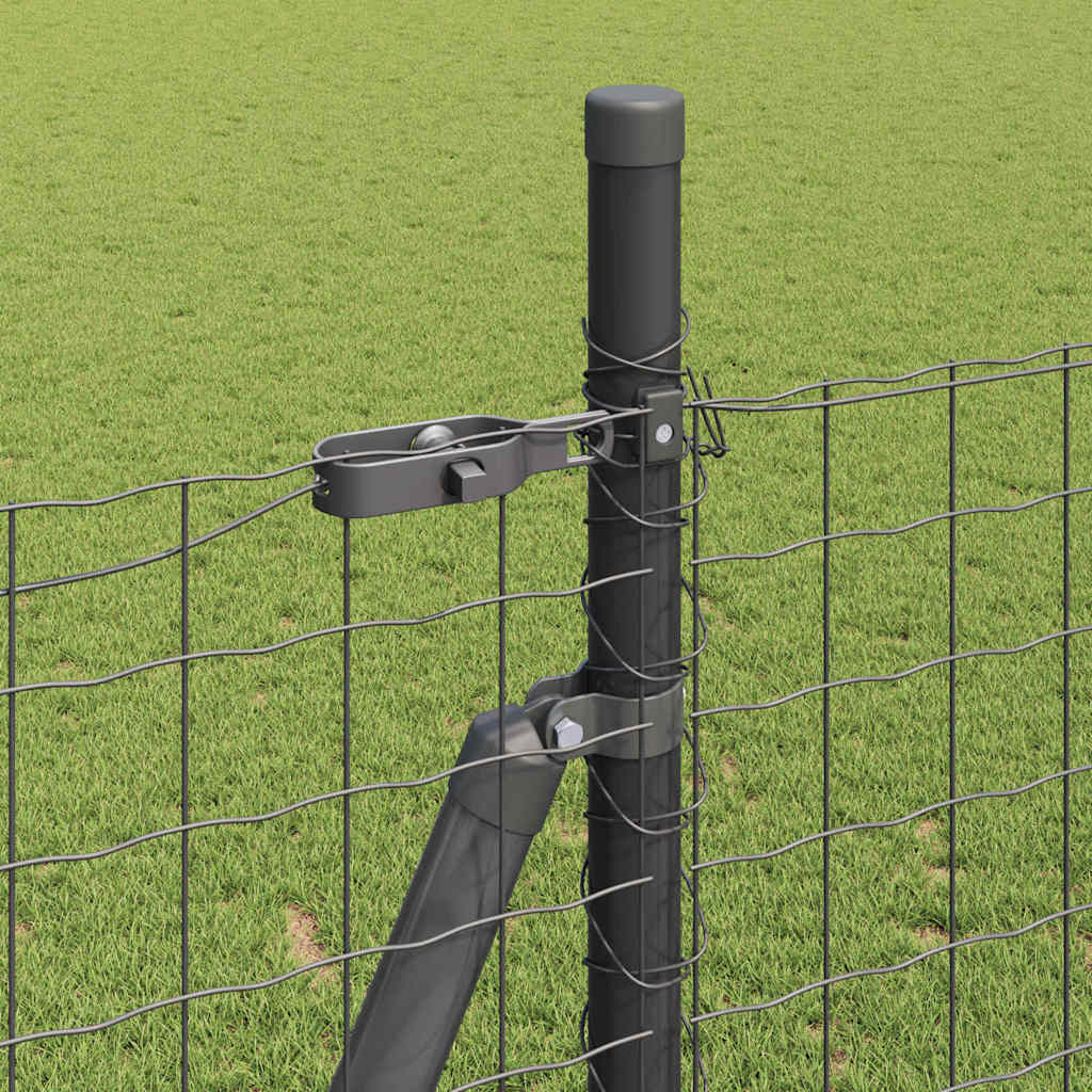Fence with Post Grey 1.6 x 10 m Steel and PVC