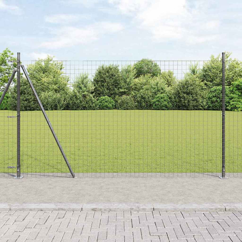 Fence with Post Grey 1.6 x 10 m Steel and PVC