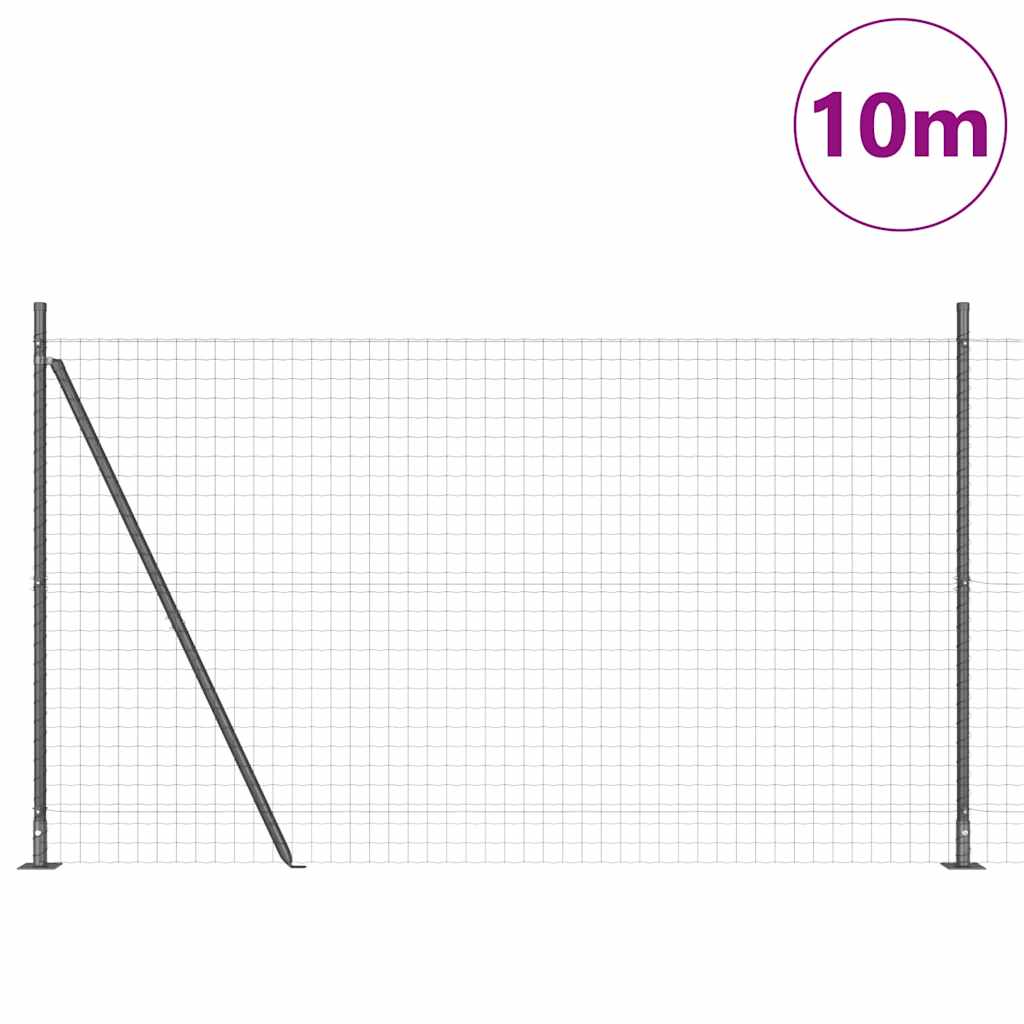Fence with Post Grey 1.6 x 10 m Steel and PVC