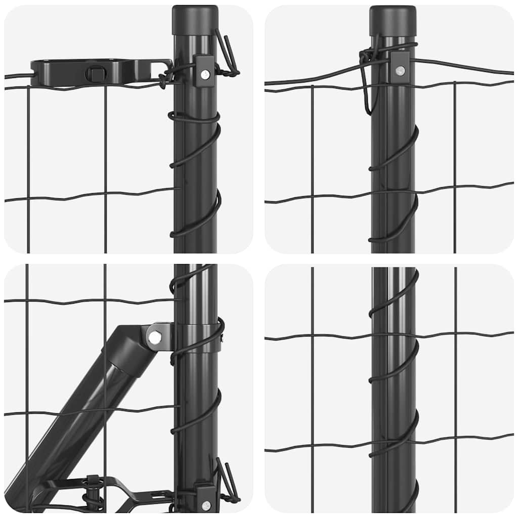 Fence with Post Grey 0.4 x 10 m Steel and PVC