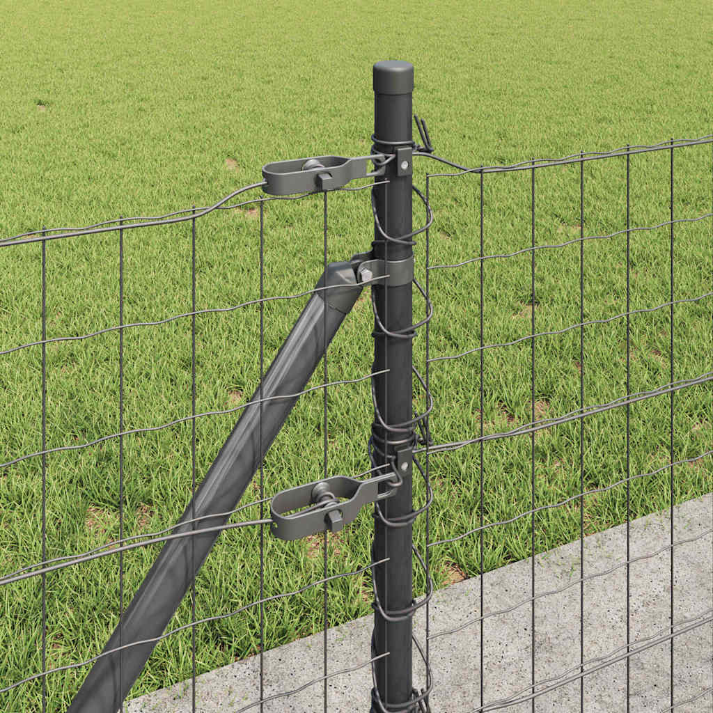 Fence with Post Grey 0.4 x 10 m Steel and PVC
