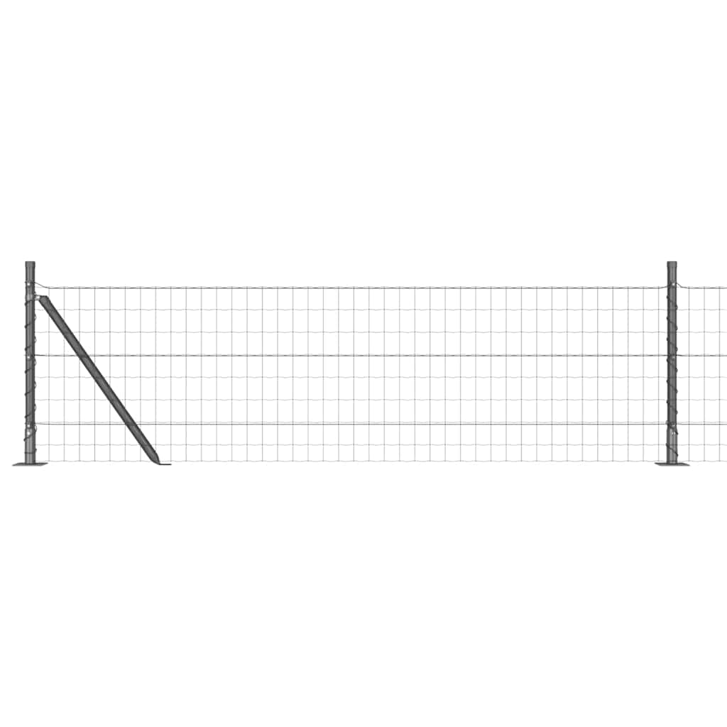 Fence with Post Grey 0.4 x 10 m Steel and PVC