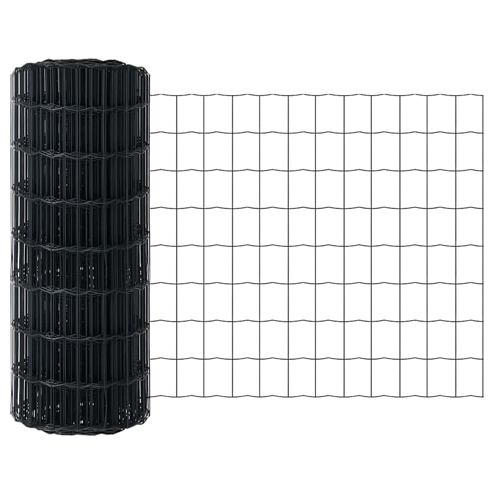 Fence with Post Grey 0.4 x 10 m Steel and PVC