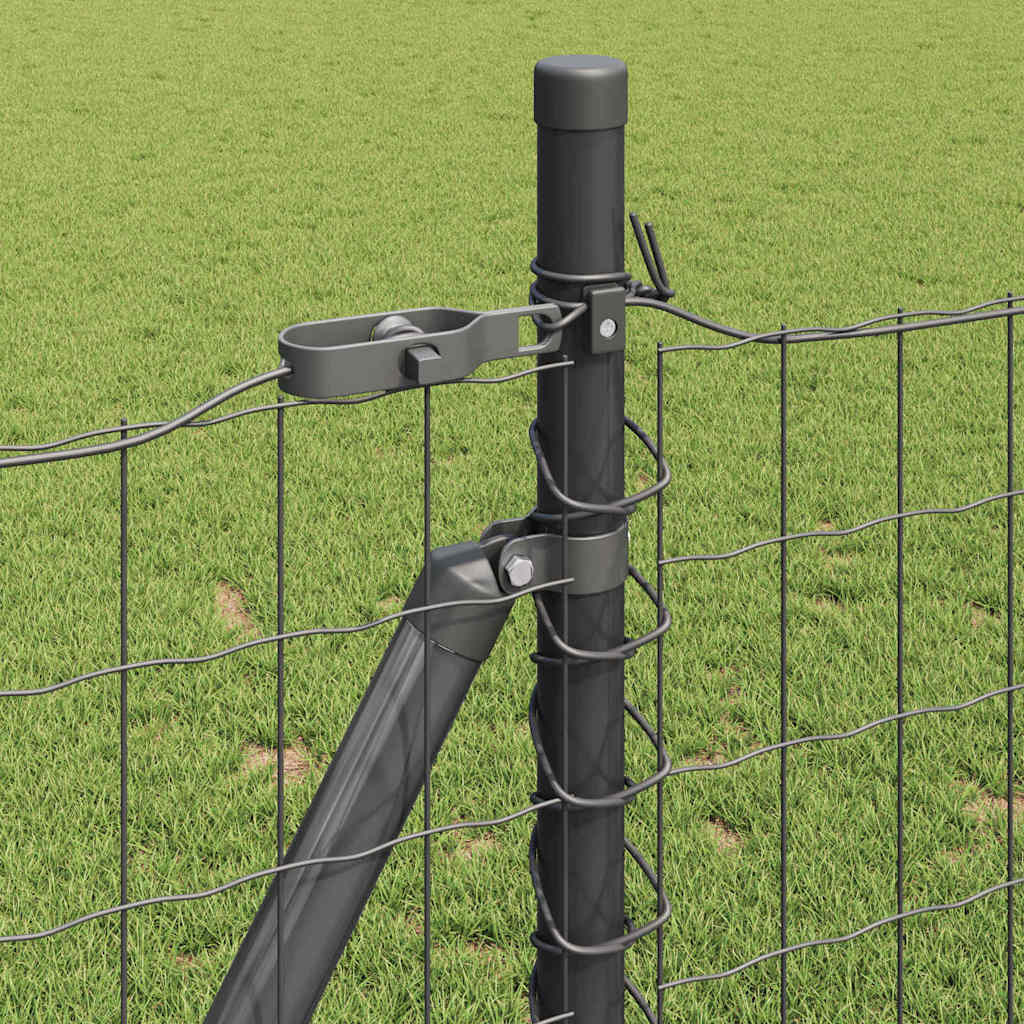 Fence with Post Grey 1 x 10 m Steel and PVC