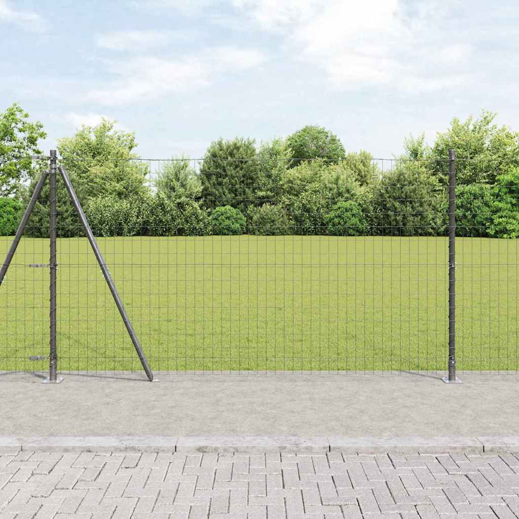 Fence with Post Grey 1.2 x 10 m Steel and PVC