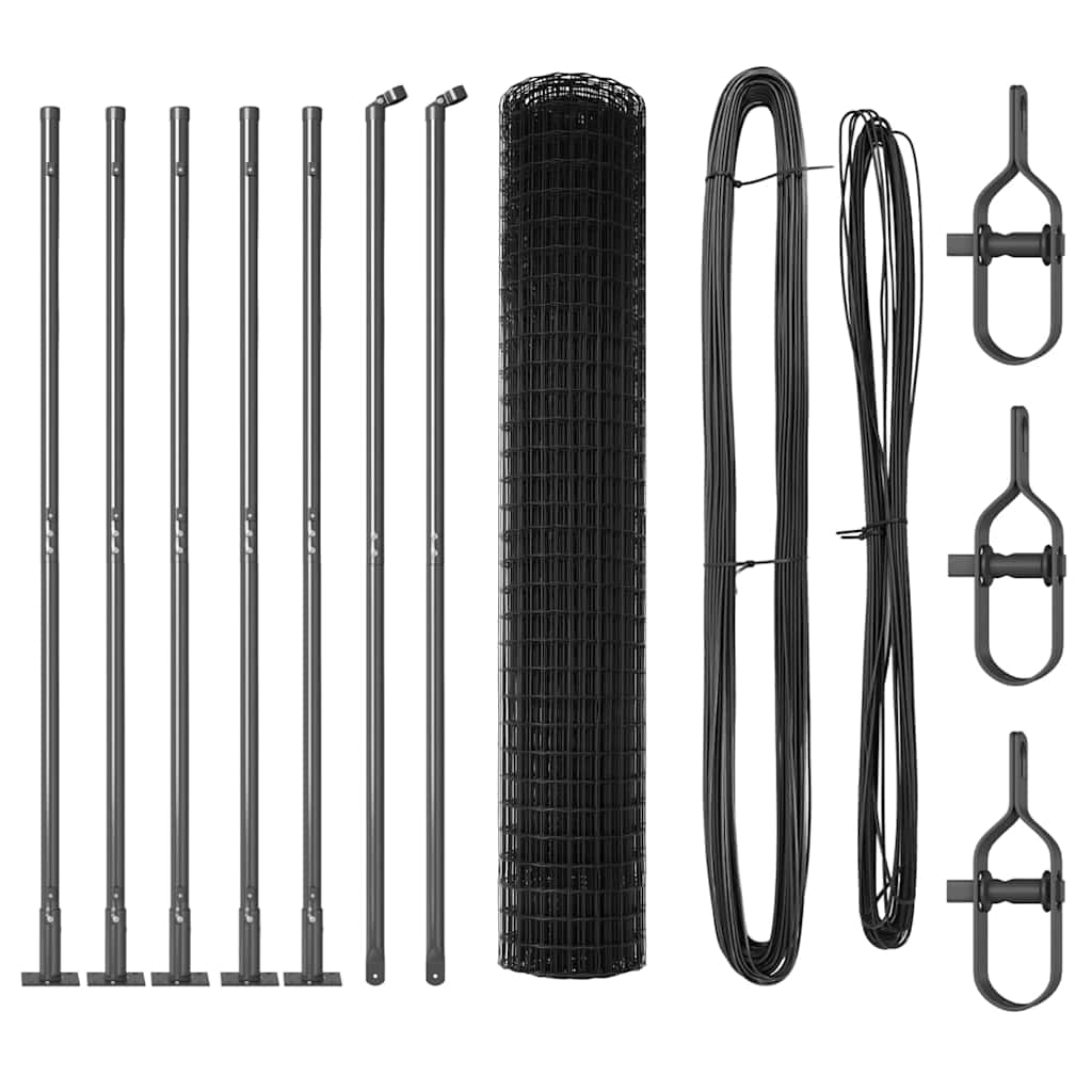 Fence with Post Grey 1.4 x 10 m Steel and PVC
