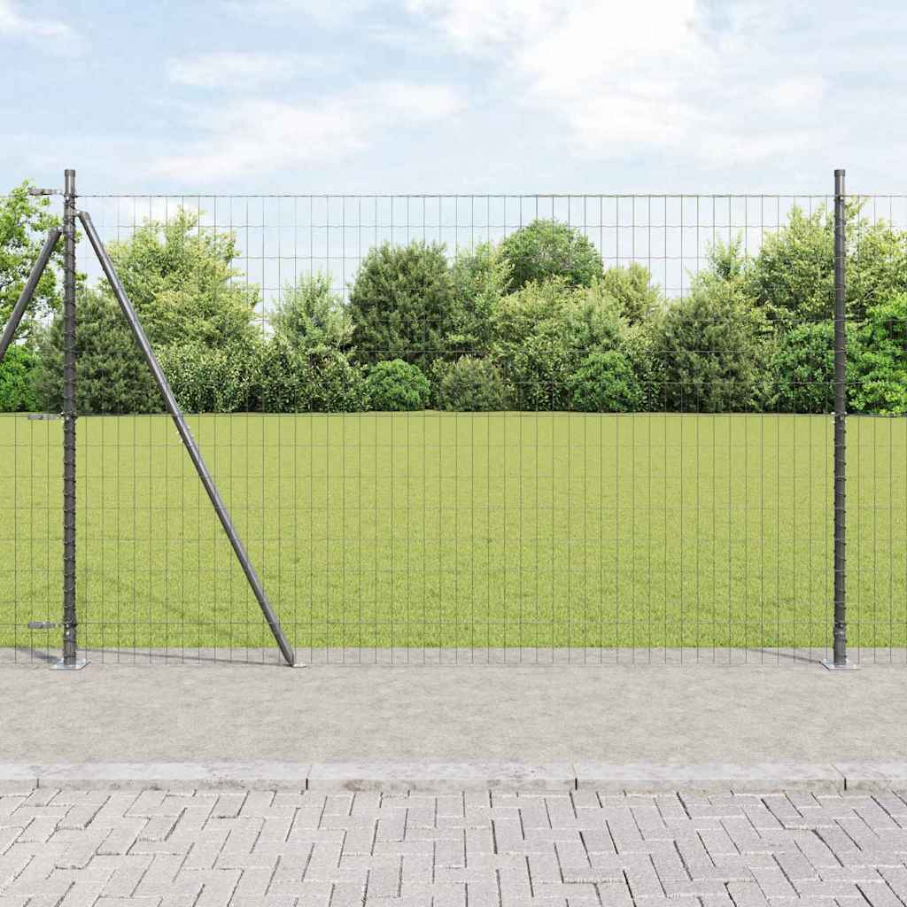 Fence with Post Grey 1.5 x 10 m Steel and PVC