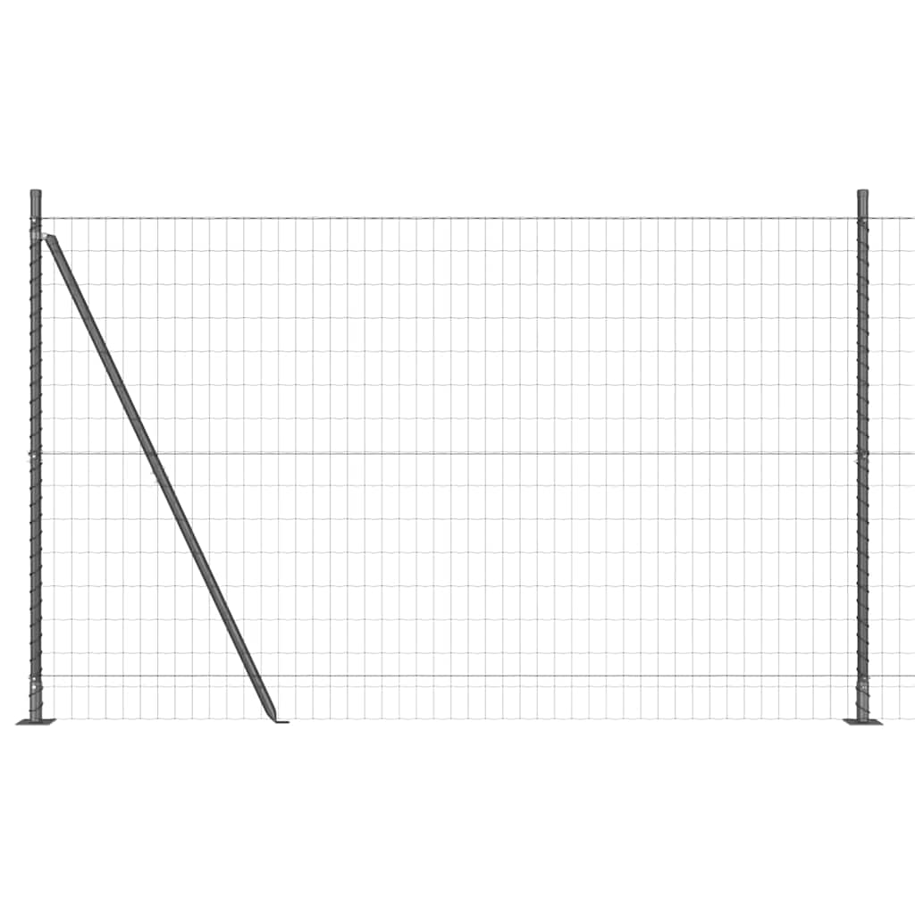Fence with Post Grey 1.5 x 10 m Steel and PVC