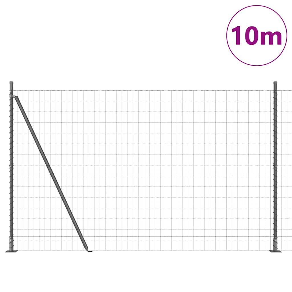 Fence with Post Grey 1.5 x 10 m Steel and PVC