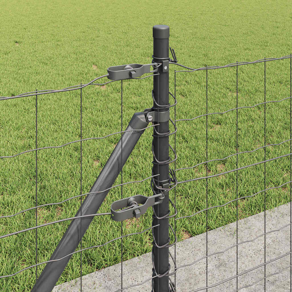 Fence with Post Grey 0.4 x 10 m Steel and PVC