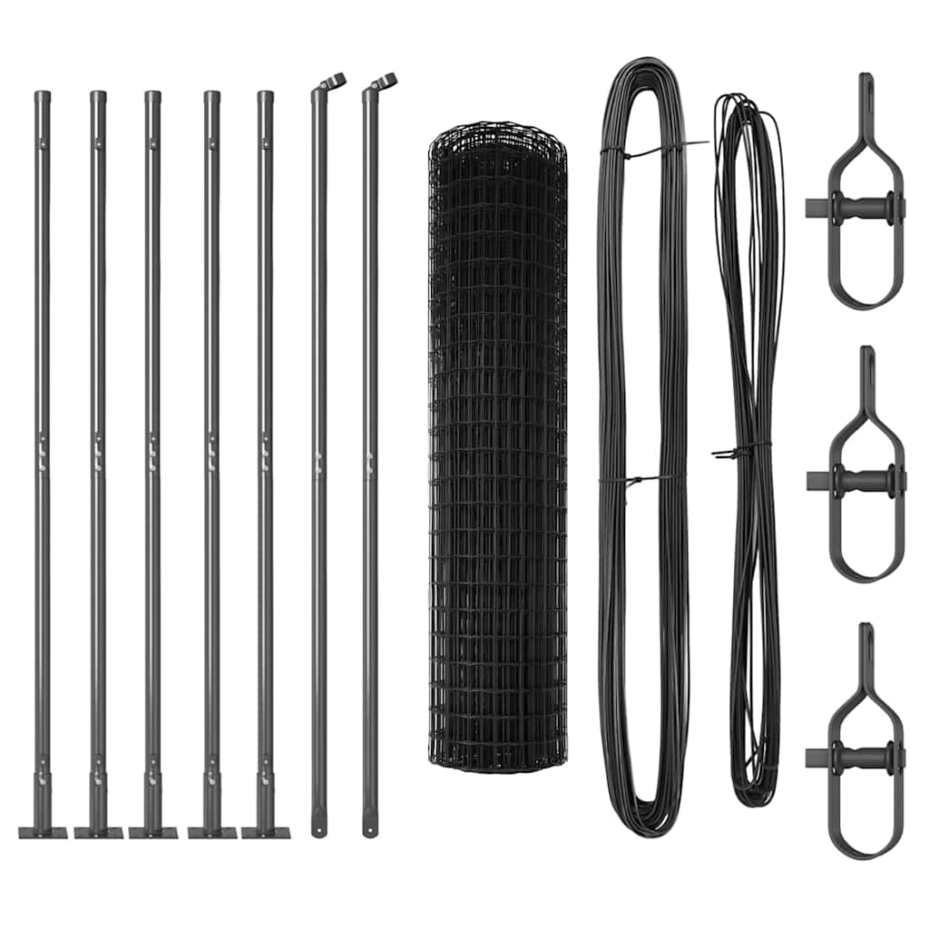 Fence with Post Grey 1 x 10 m Steel and PVC