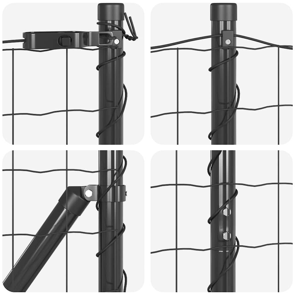 Fence with Post Grey 1.6 x 10 m Steel and PVC
