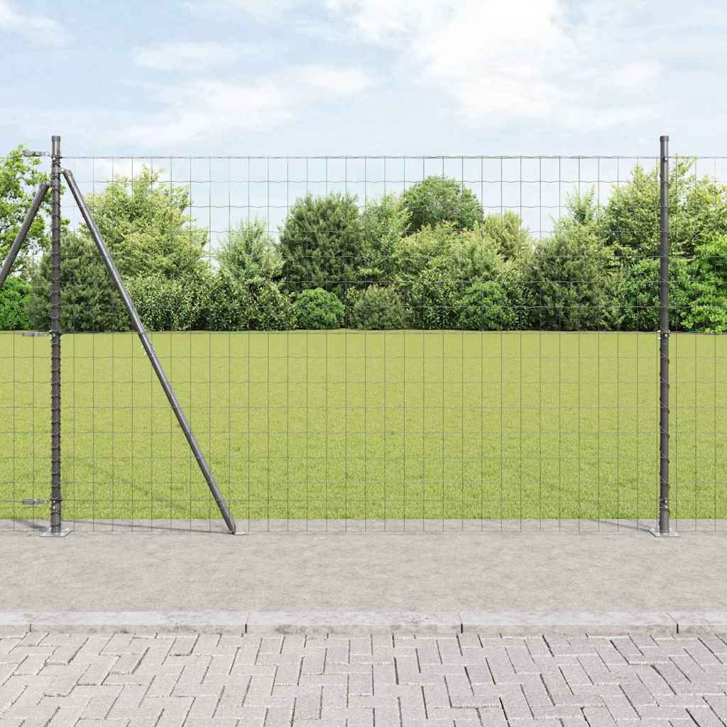 Fence with Post Grey 1.6 x 10 m Steel and PVC