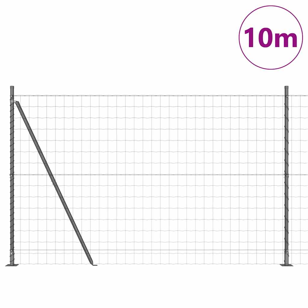 Fence with Post Grey 1.6 x 10 m Steel and PVC