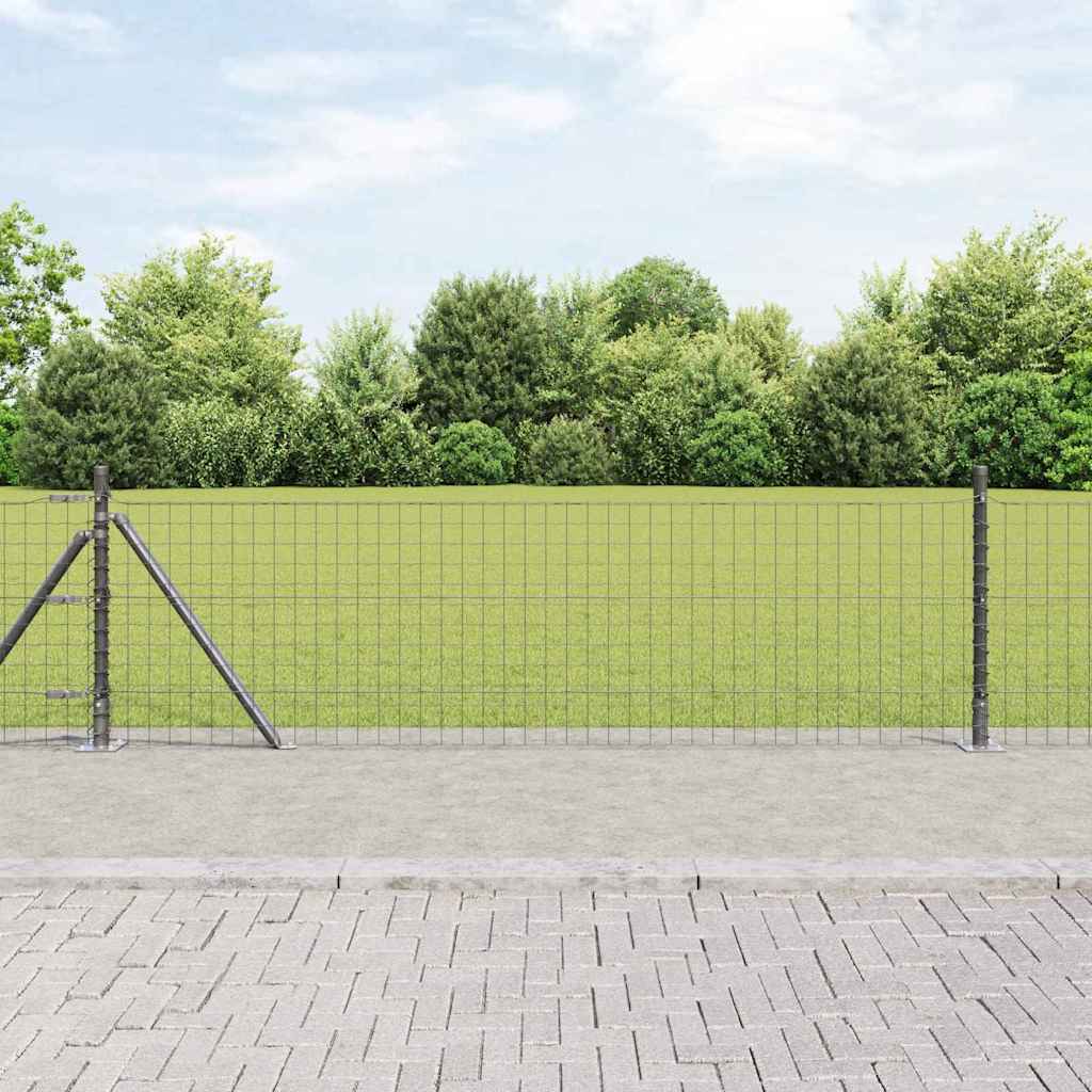 Fence with Post Grey 0.4 x 25 m Steel and PVC