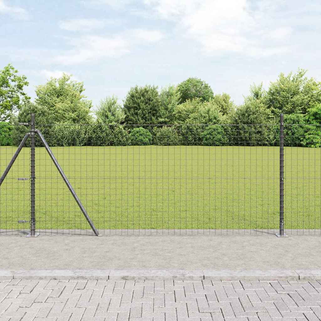 Fence with Post Grey 0.8 x 25 m Steel and PVC