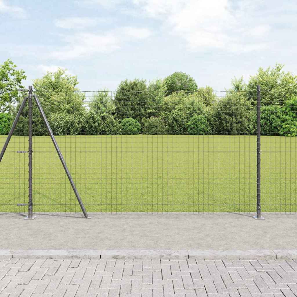 Fence with Post Grey 1.2 x 25 m Steel and PVC
