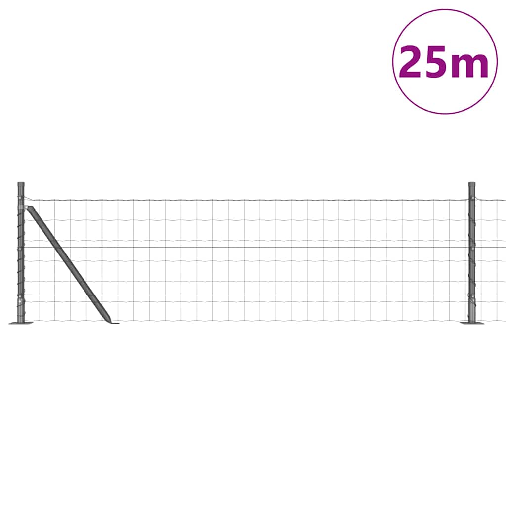 Fence with Post Grey 0.6 x 25 m Steel and PVC