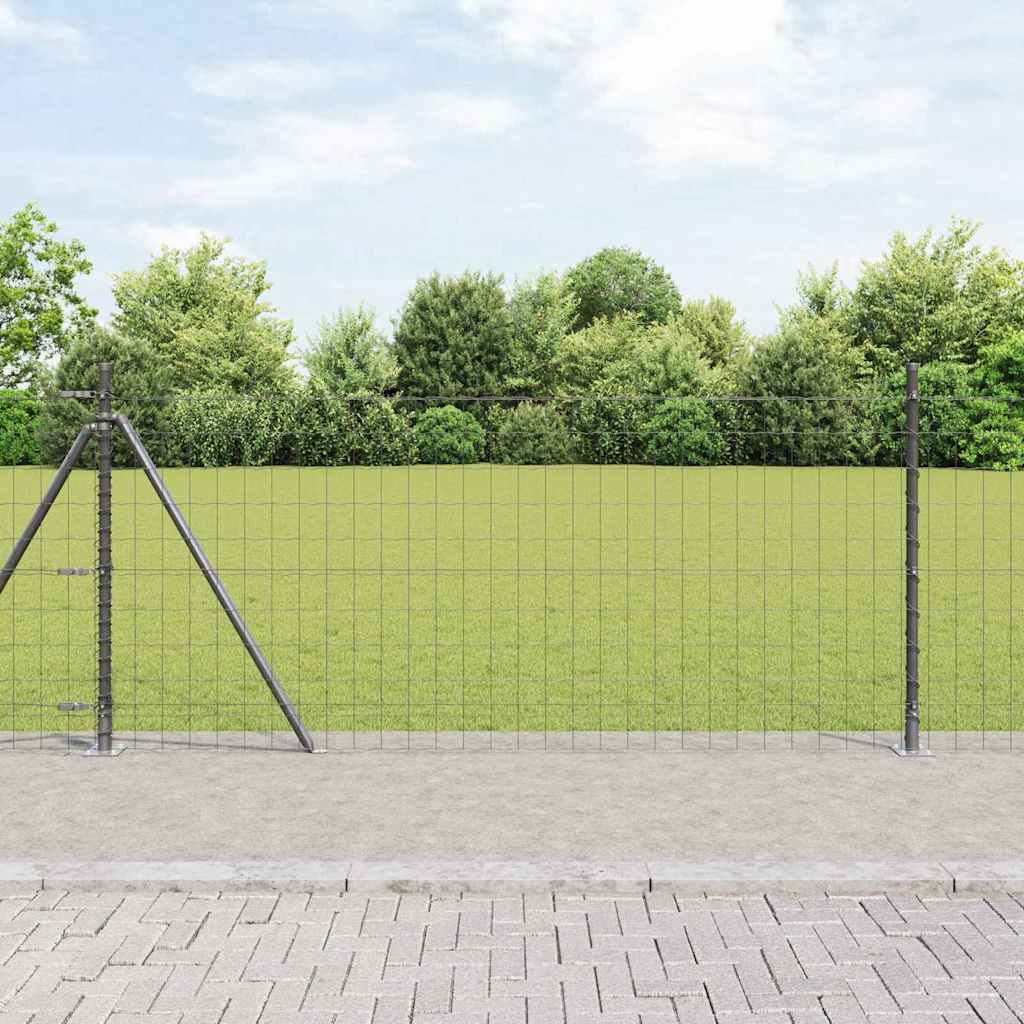 Fence with Post Grey 1 x 25 m Steel and PVC