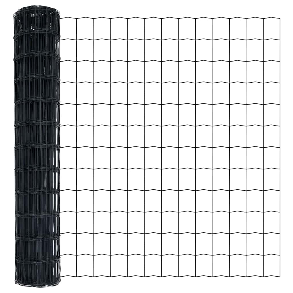 Fence with Post Grey 1 x 25 m Steel and PVC