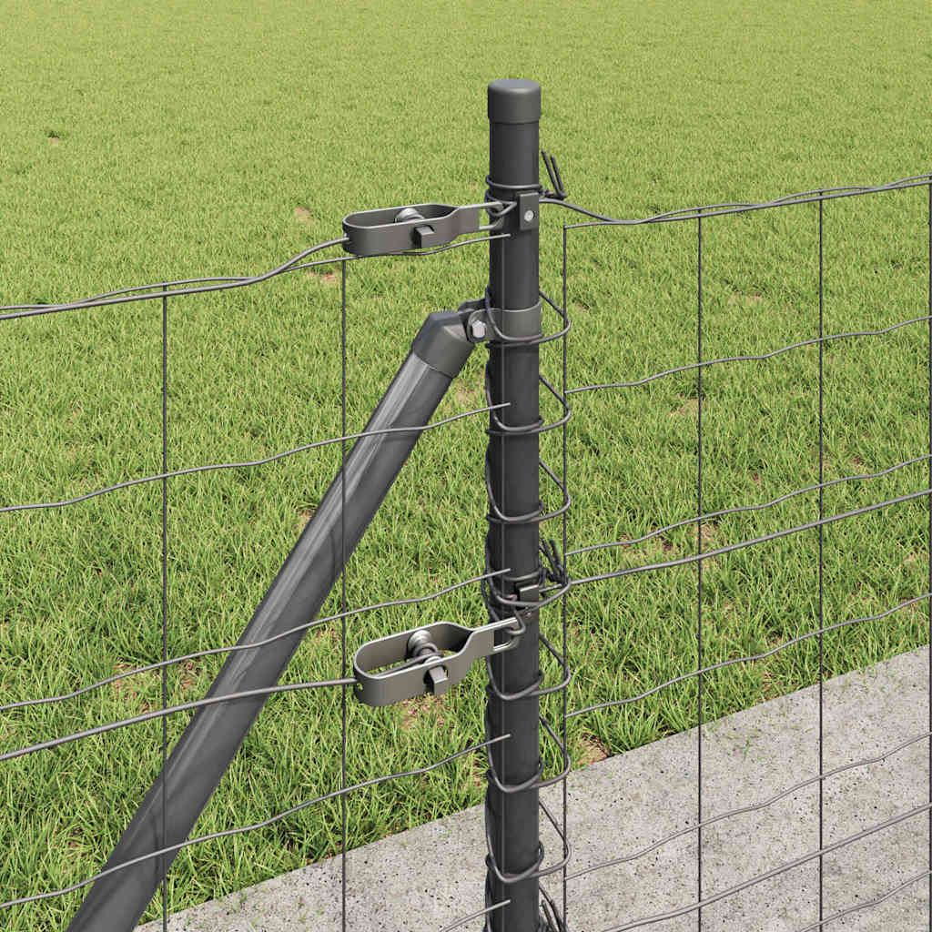 Fence with Post Grey 0.6 x 25 m Steel and PVC