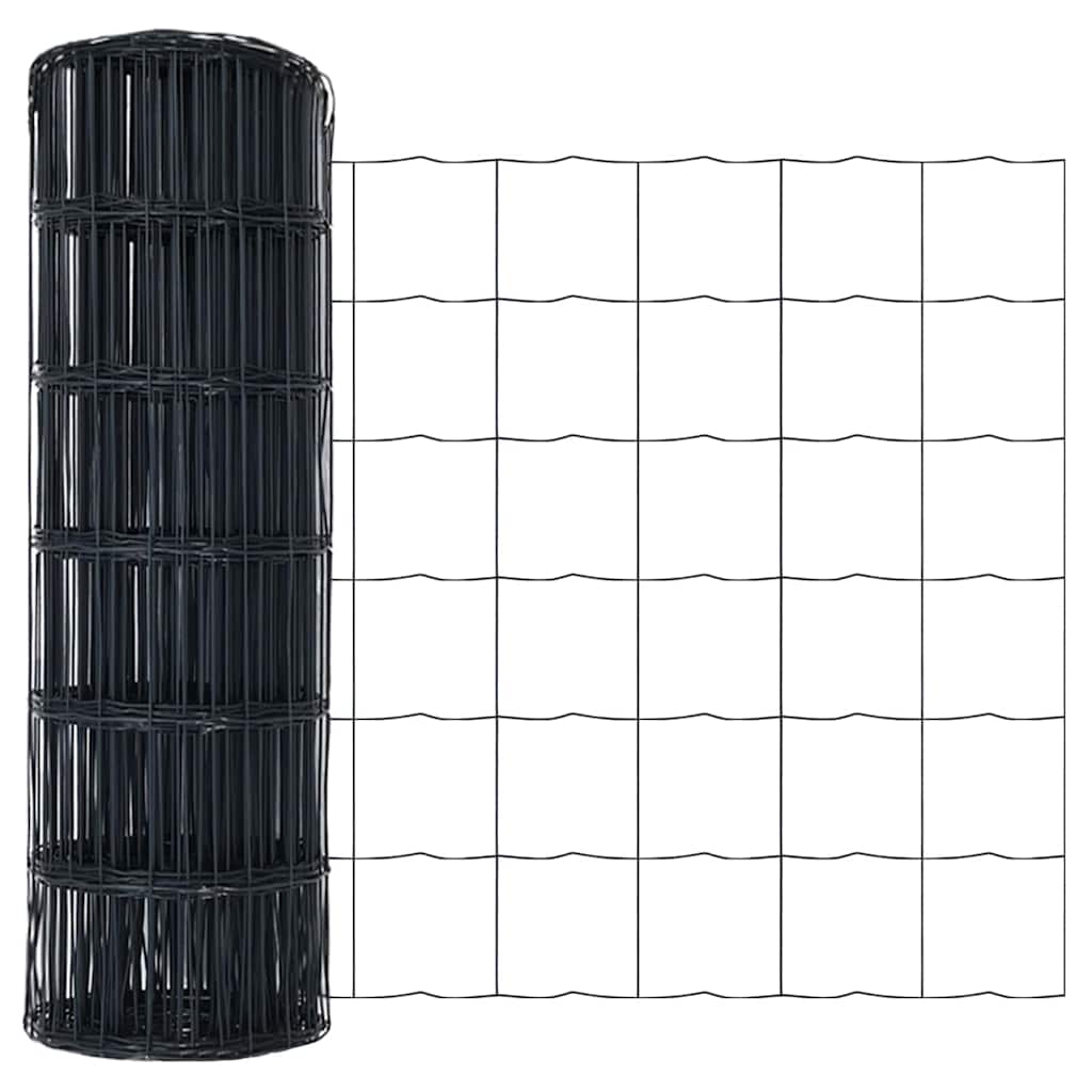 Fence with Post Grey 0.6 x 25 m Steel and PVC