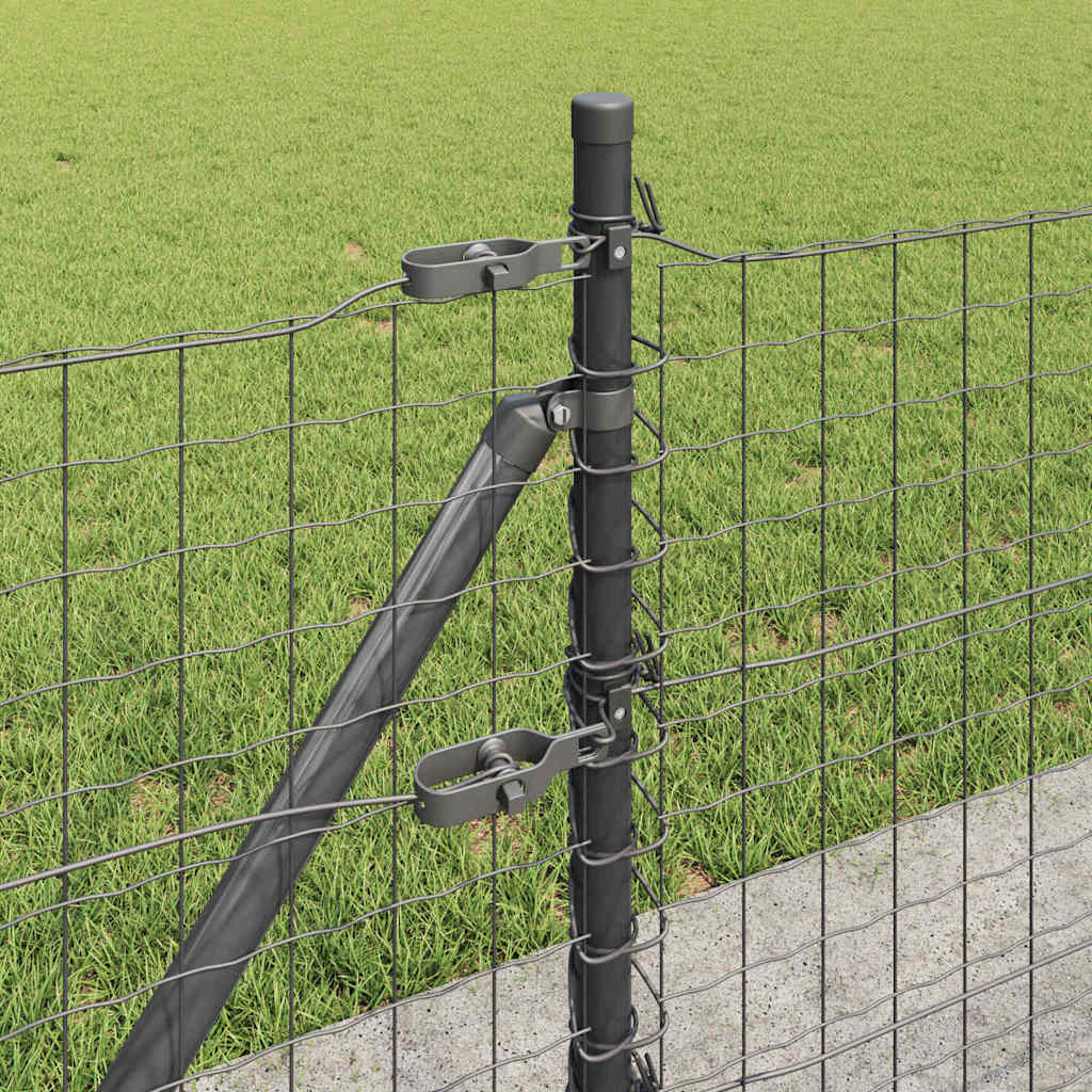 Fence with Post Grey 0.4 x 50 m Steel and PVC