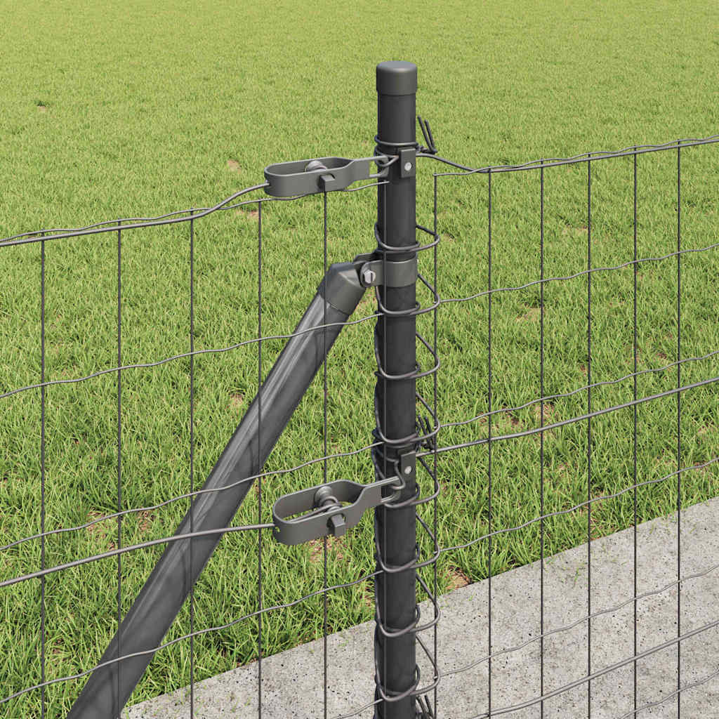 Fence with Post Grey 0.6 x 50 m Steel and PVC