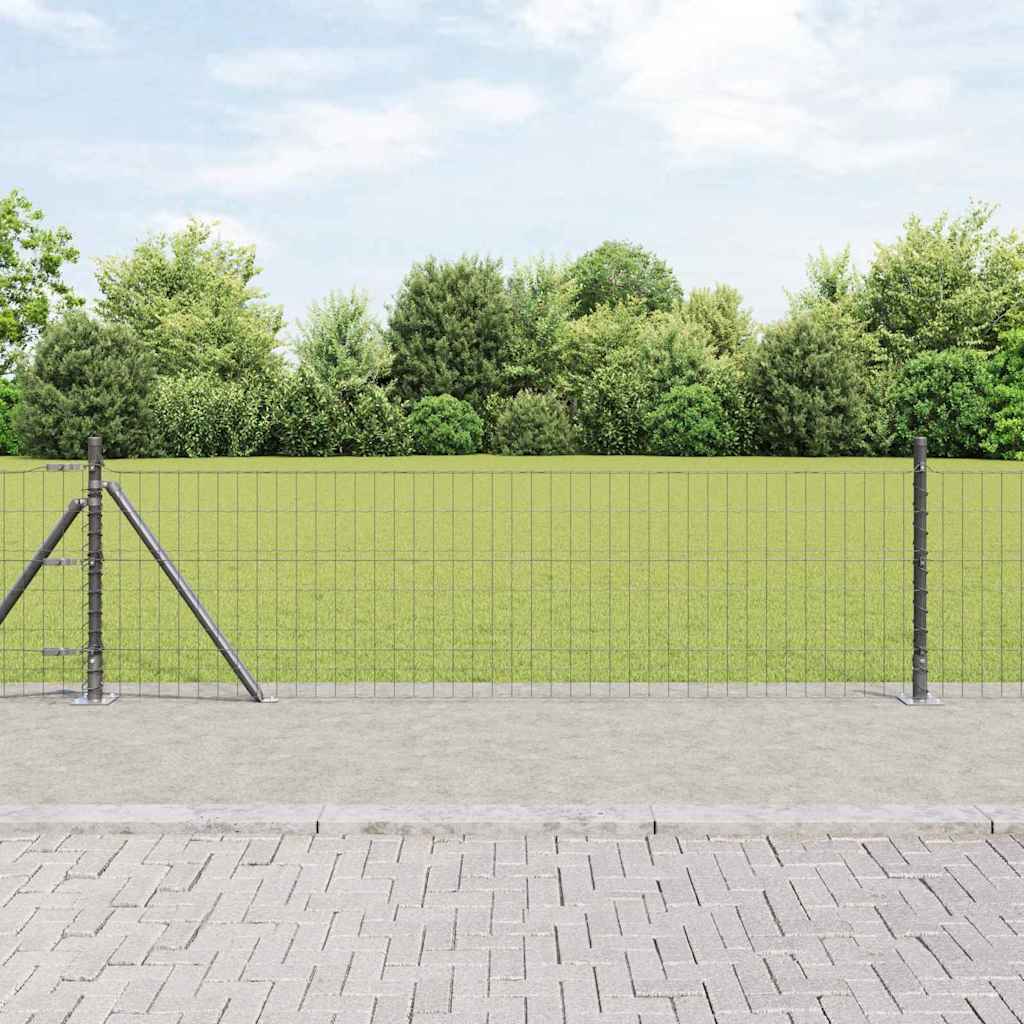 Fence with Post Grey 0.6 x 50 m Steel and PVC