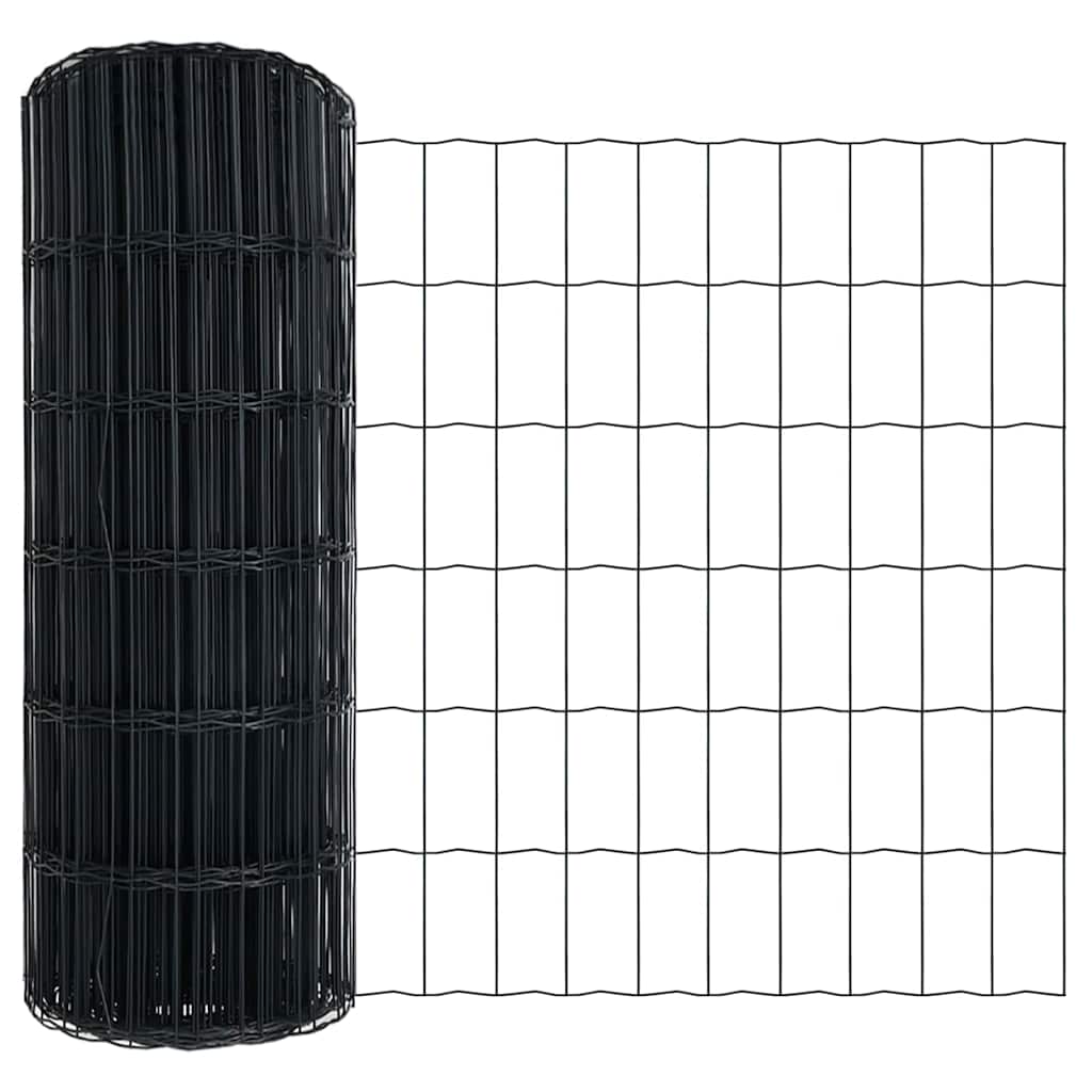 Fence with Post Grey 0.6 x 50 m Steel and PVC