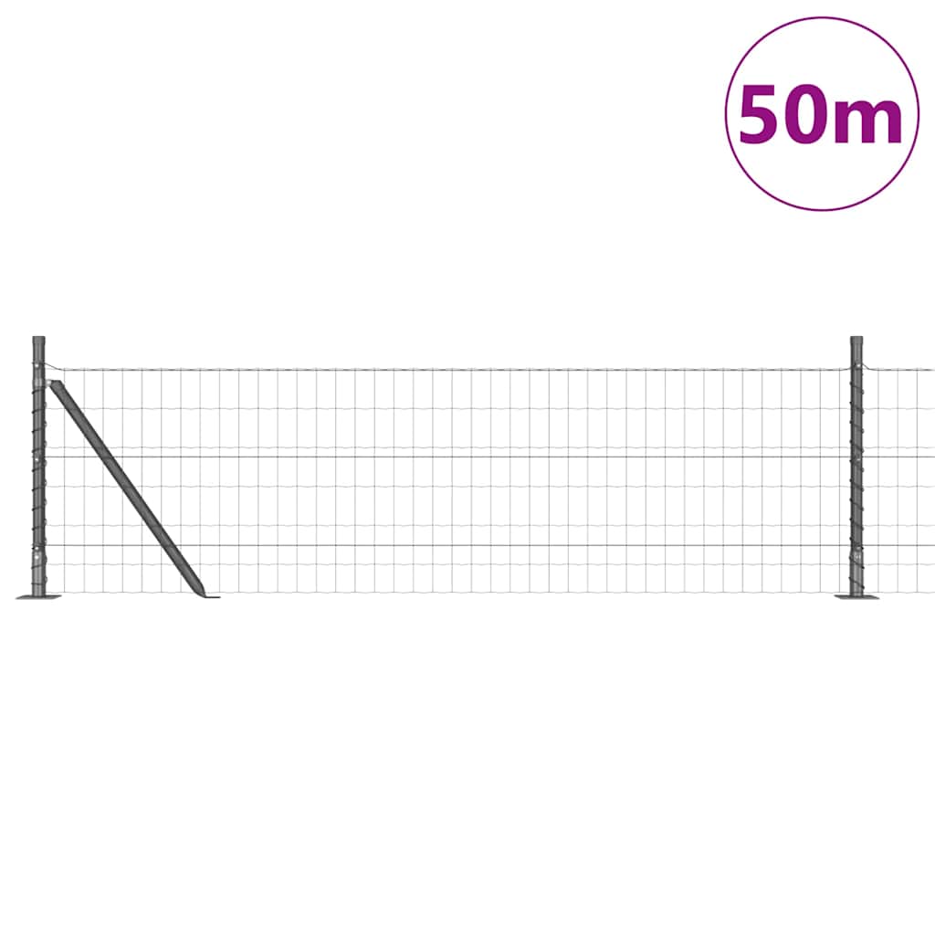 Fence with Post Grey 0.6 x 50 m Steel and PVC