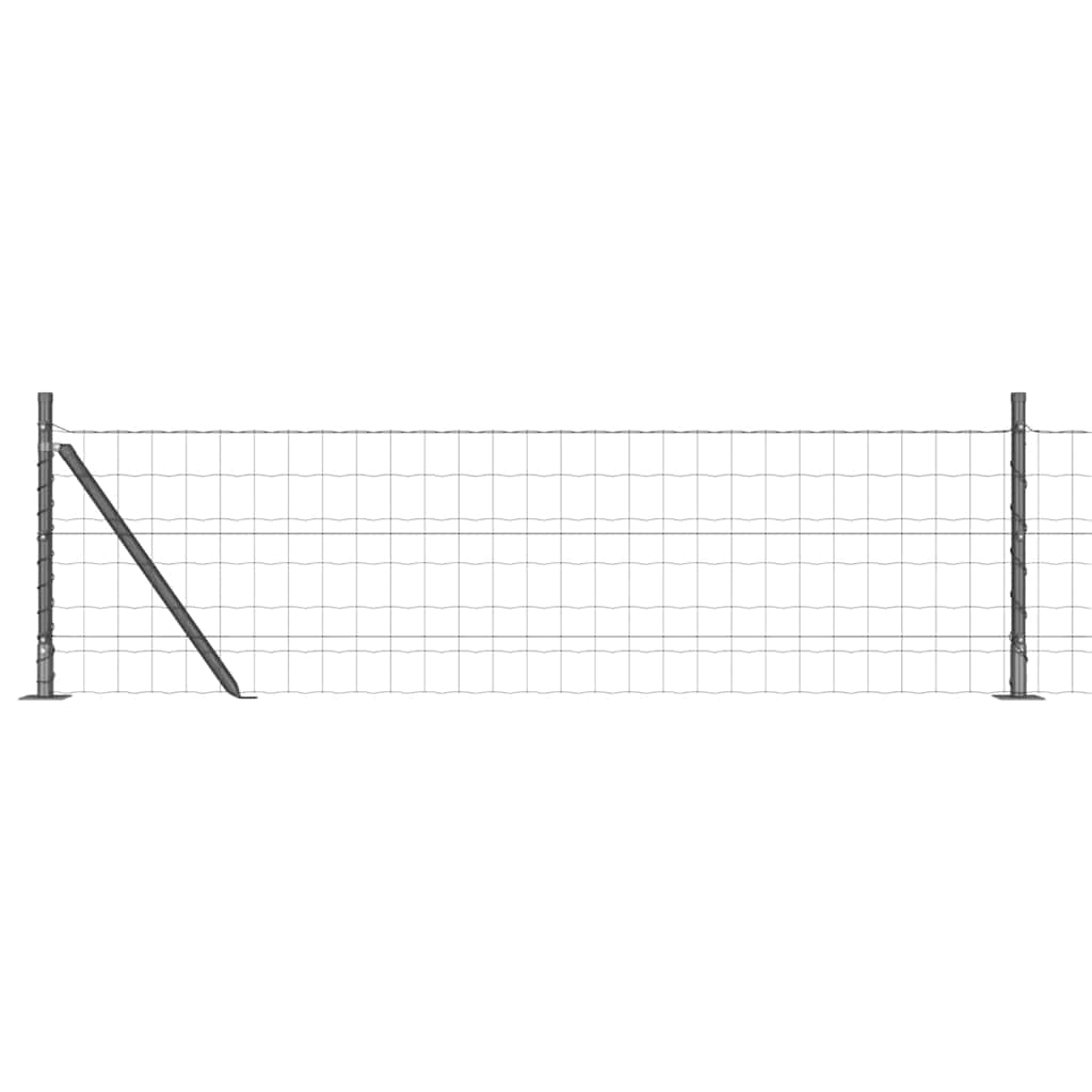 Fence with Post Grey 0.4 x 50 m Steel and PVC