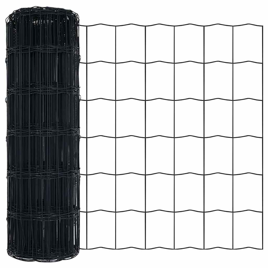 Fence with Post Grey 0.4 x 50 m Steel and PVC