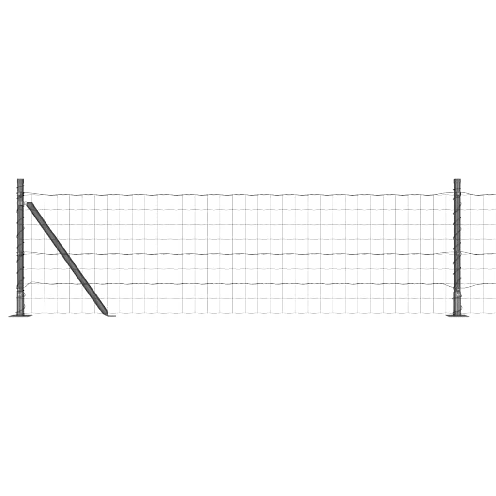 Fence with Post Grey 0.4 x 10 m Steel and PVC