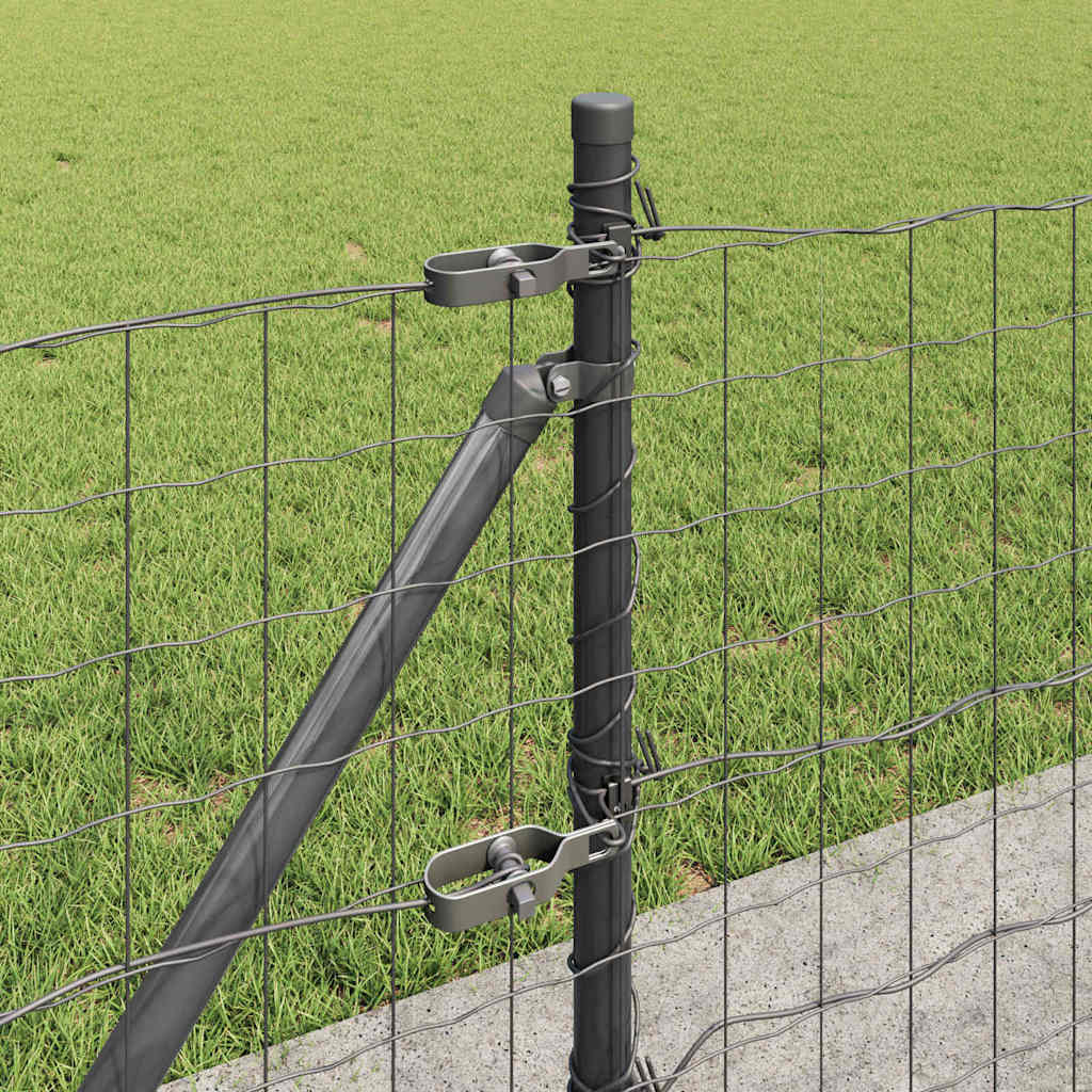 Fence with Post Grey 0.4 x 50 m Steel and PVC