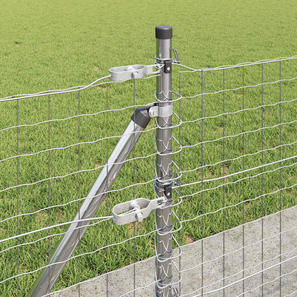 Fence with Post Silver 0.4 x 10 m Steel