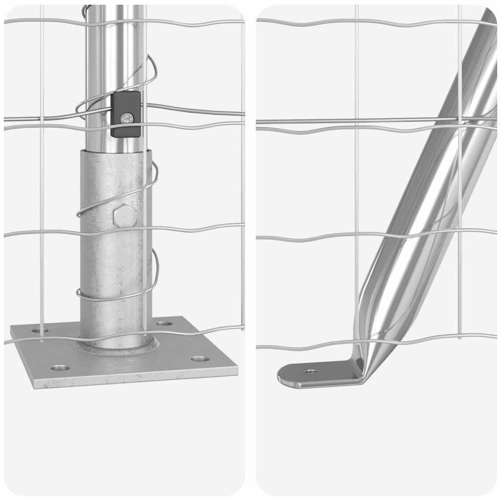 Fence with Post Silver 1.6 x 10 m Steel