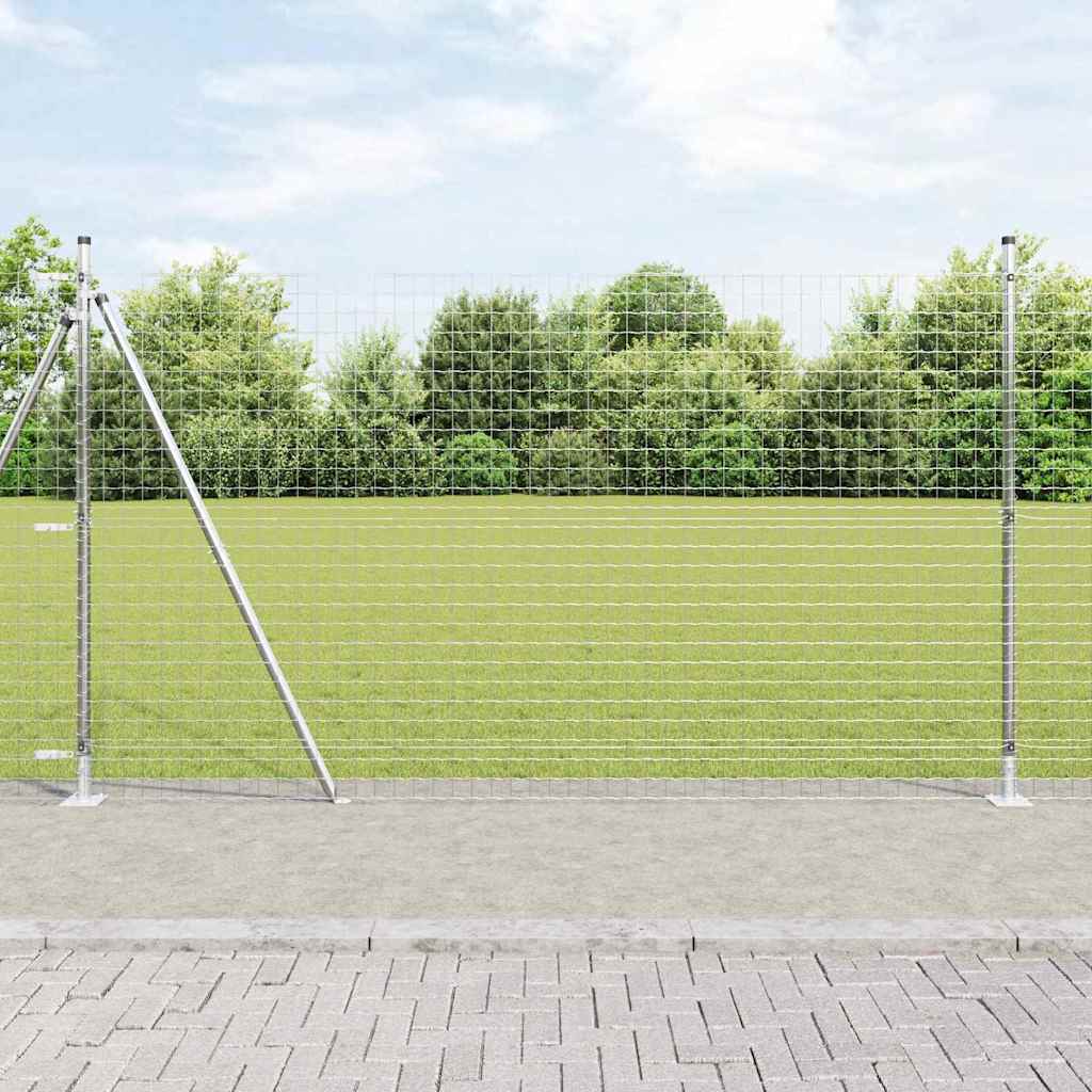 Fence with Post Silver 1.6 x 10 m Steel