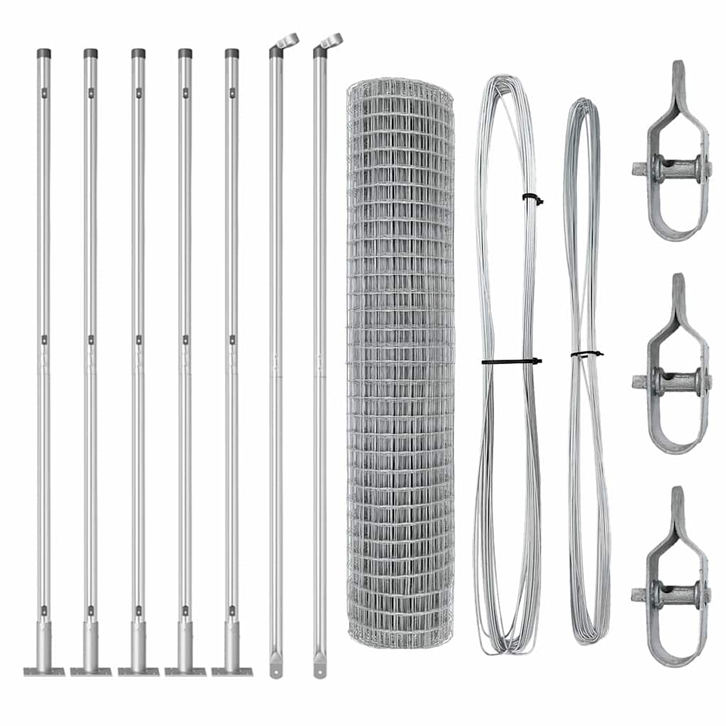 Fence with Post Silver 1.6 x 10 m Steel
