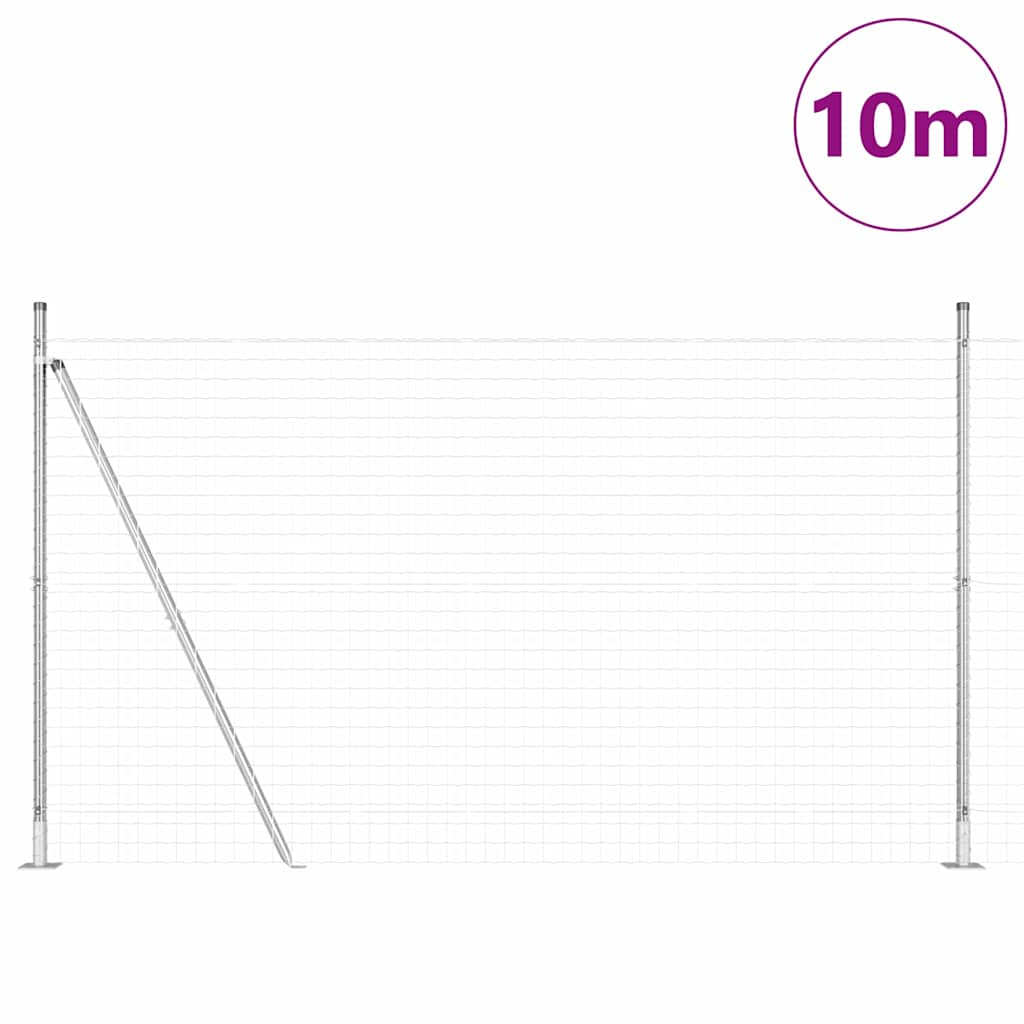 Fence with Post Silver 1.6 x 10 m Steel