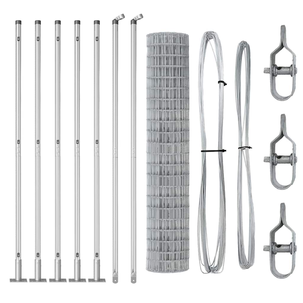 Fence with Post Silver 1.4 x 10 m Steel